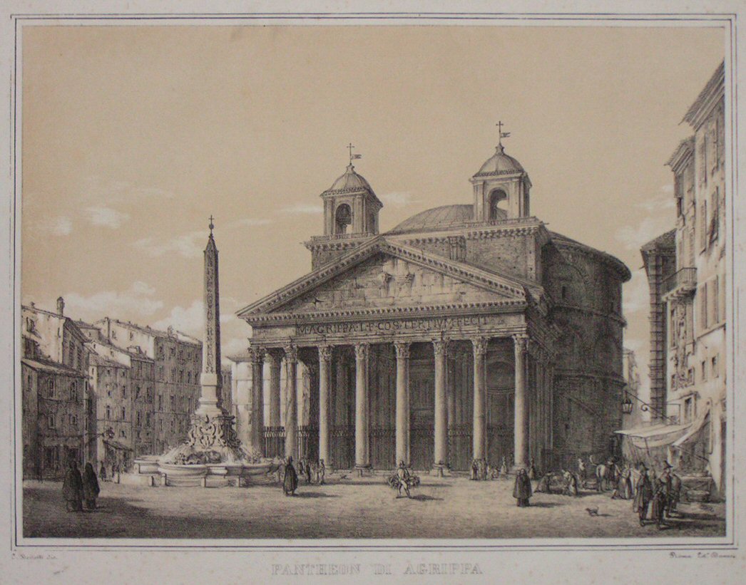 Lithograph - Pantheon di Agrippa - 